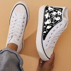 Halloween Ghost Spider Net Print Lightweight High Top Breathable Canvas Sneakers