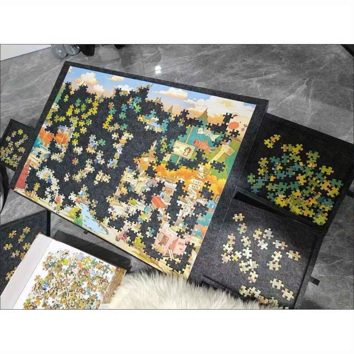 6 in 1 Portable Puzzle Table Set with Stand Cover