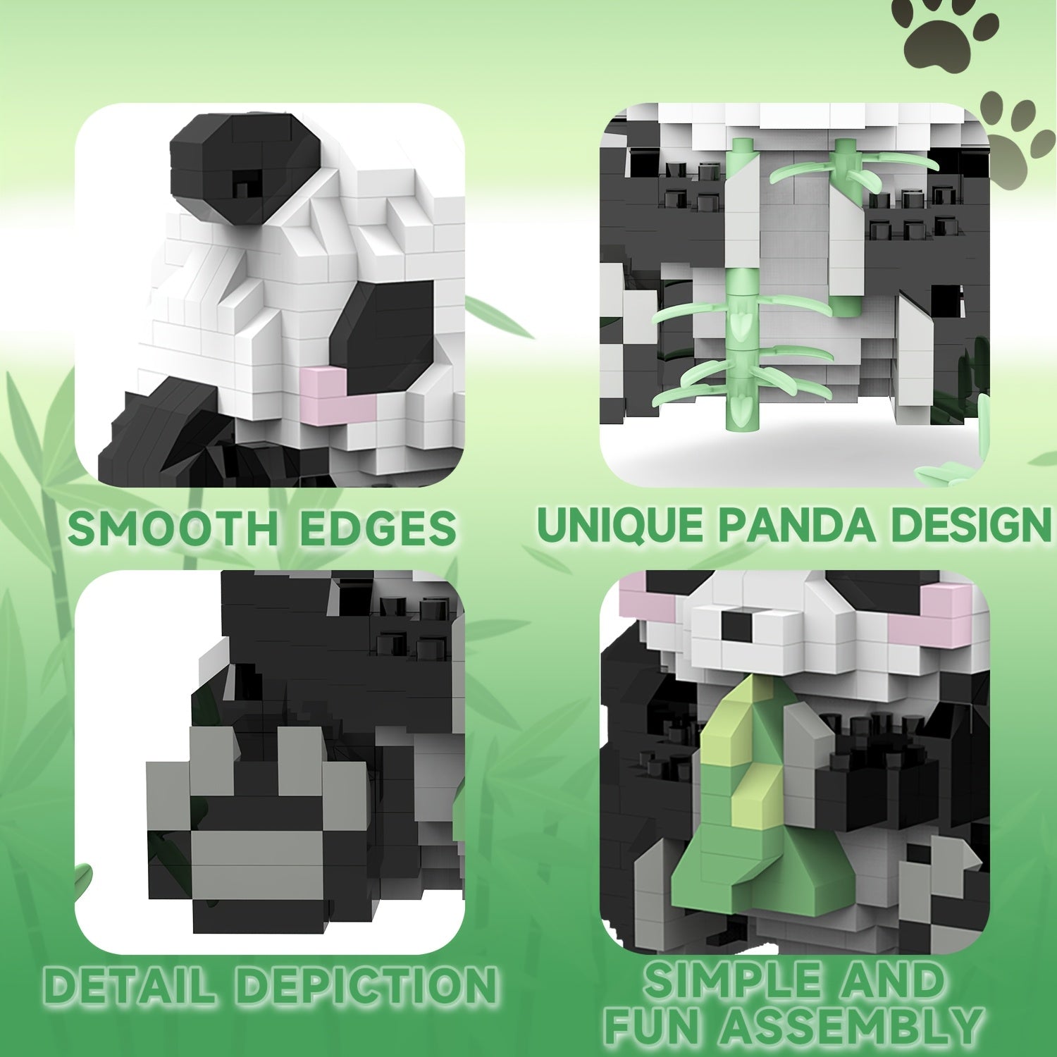 606pcs Panda Micro Particle Building Block DIY Toy