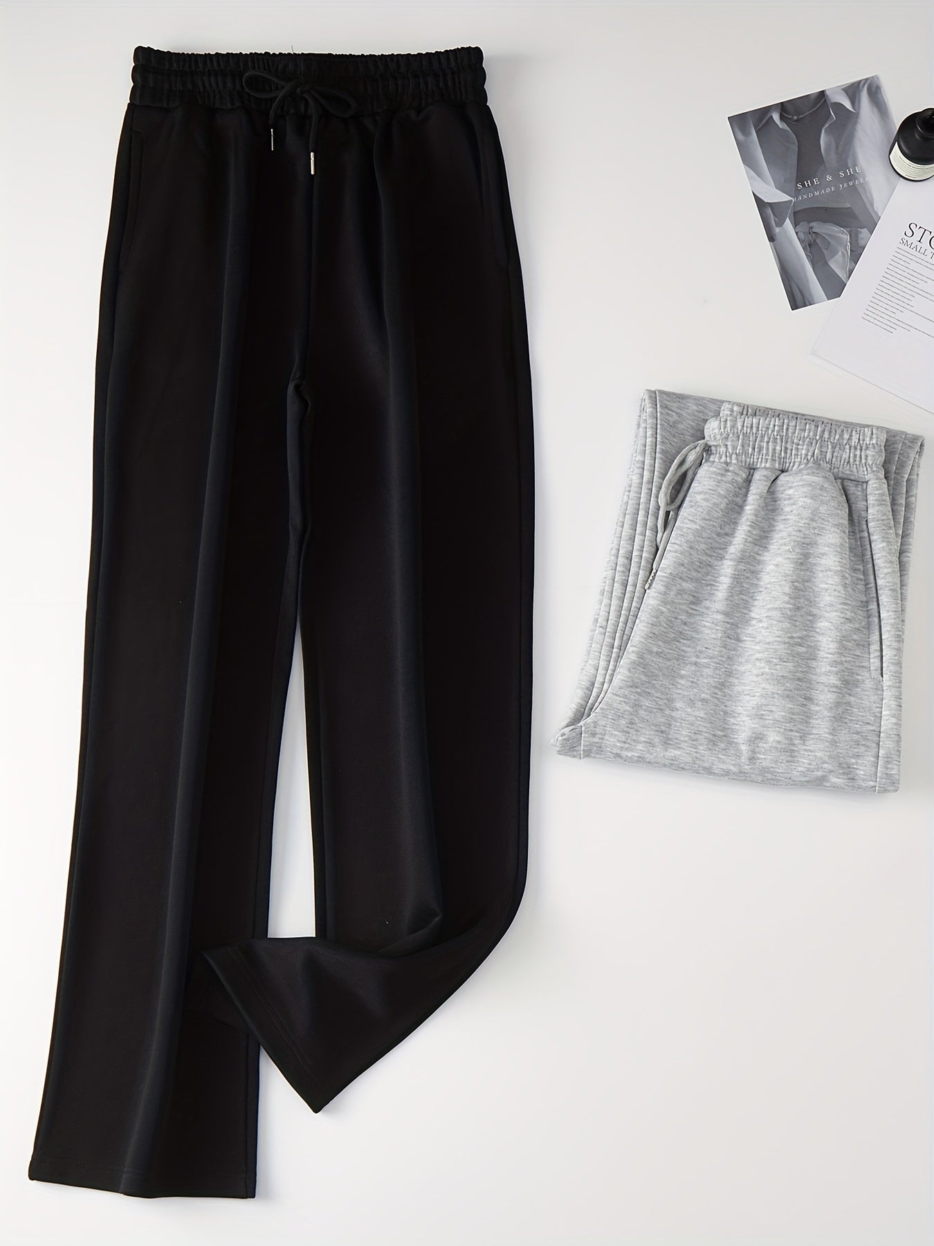 2pcs Elastic Drawstring Sweatpants Women's Activewear