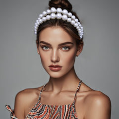 Vintage Pearl Bridal Headband Handcrafted Wedding Hair Accessory