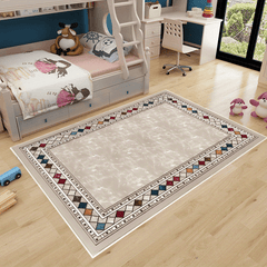 Vintage Washable Area Rug Gem Bordered Print Floor Cover Large Carpet