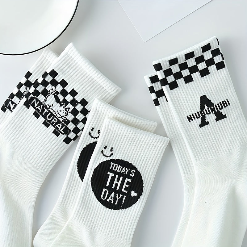 8 Pairs Letter Print Socks Women's Mid Tube Stockings