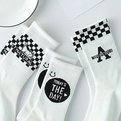 8 Pairs Letter Print Socks Women's Mid Tube Stockings