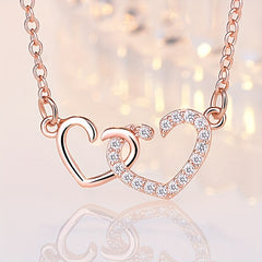 Girl's Double Heart Pendant Necklace Heart To Heart Matching Necklace