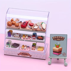 Mini Cake Cabinet Toy Display for Dollhouse Food Play Model & Dessert Scene