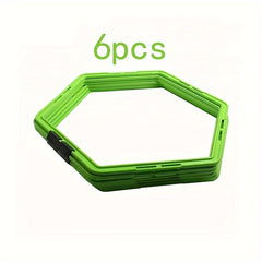 Set of 10 Fluorescent Green Hexagon Agility Rings for Outdoor Sports Training