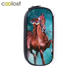 Animal Horse/Pony Print Cosmetic Case Pencil Bag Makeup Girls Boys School Supply
