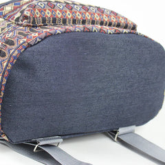 Ethnic Female Backpack Denim Drawstring Shoulder Bag Student School Bag