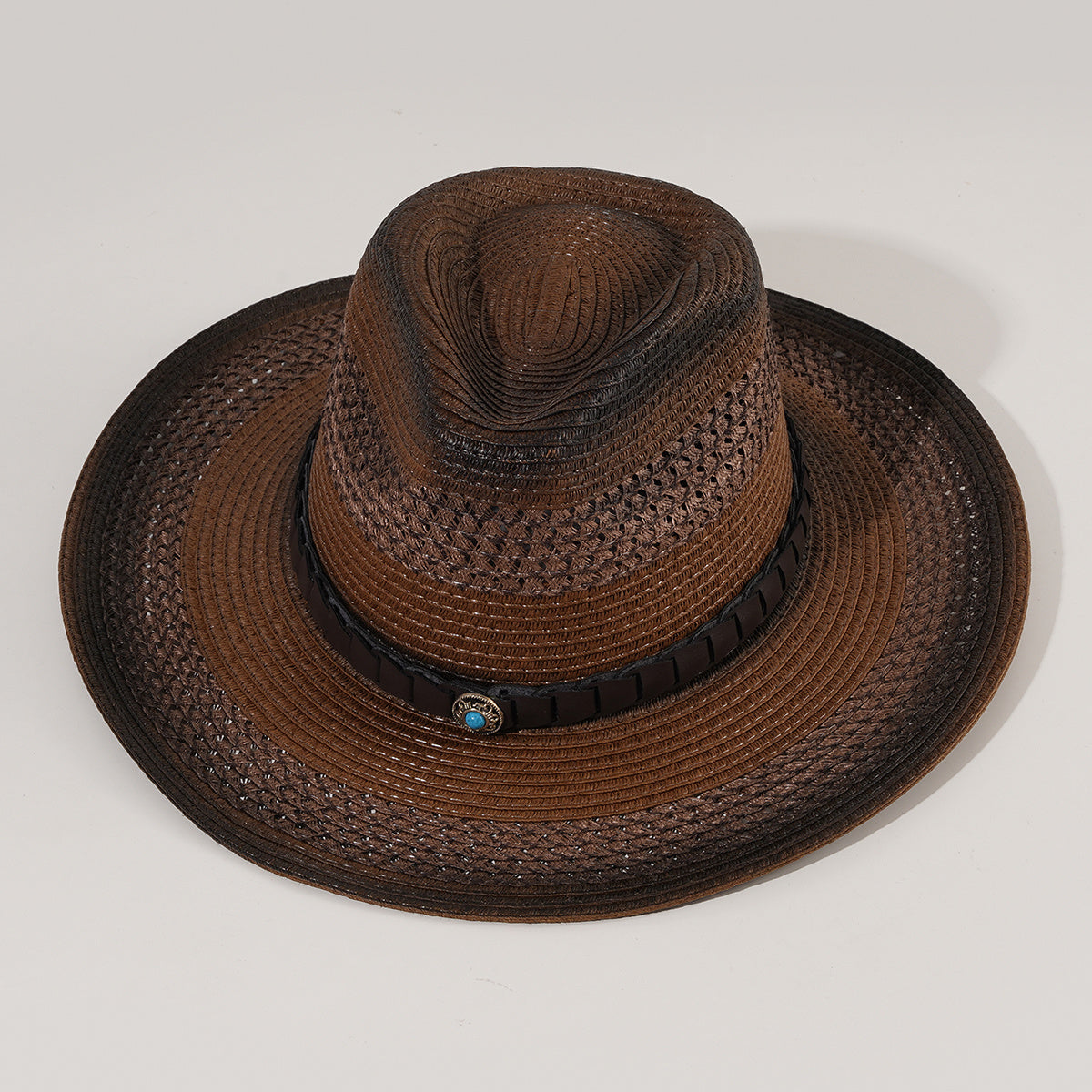 Summer Breathable Sunshade Cowboy Hat with Leather Belt for Outdoor