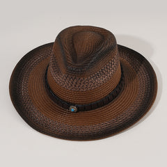Summer Breathable Sunshade Cowboy Hat with Leather Belt for Outdoor