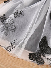 Baby Girls Casual Butterfly Bowknot Decor Mesh Sleeve Dress