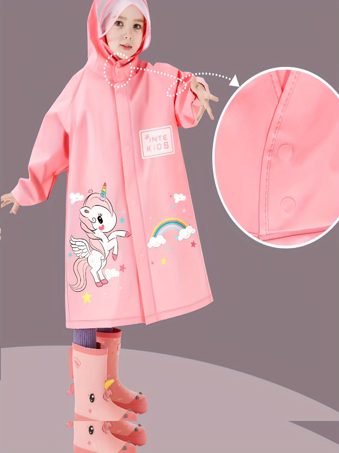 Girls Unicorn Hooded Raincoat Poncho - Outdoor Wear