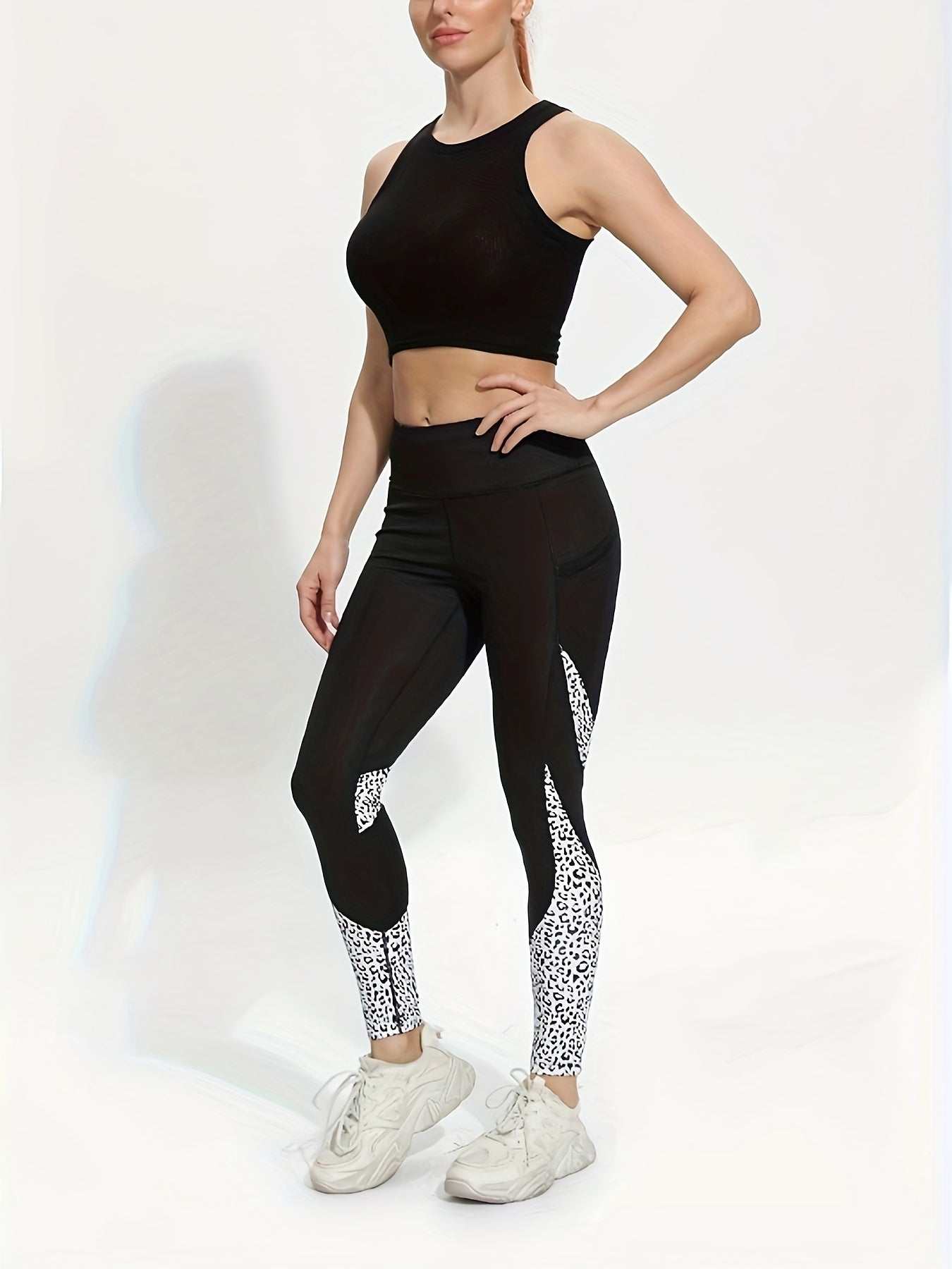 Leopard Print Slimming Yoga Pants High Stretch Slim Fit Workout