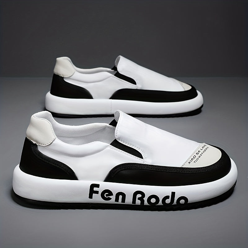 Men's Letters Print Slip On Skate Shoes Casual Walking Shoes