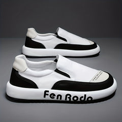Men's Letters Print Slip On Skate Shoes Casual Walking Shoes