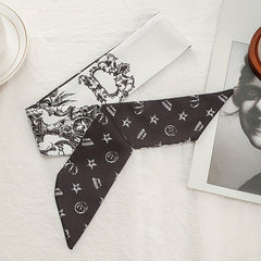Vintage Geometric Print Skinny Scarf Hair Ribbon Neckerchief