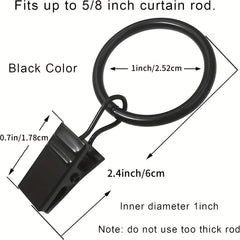 40pcs Curtain Rings with Clips Drapery Hooks Rustproof Metal Clips Hangers