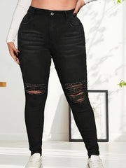 Women's Skinny Stretch Jeans with Ripped Detail