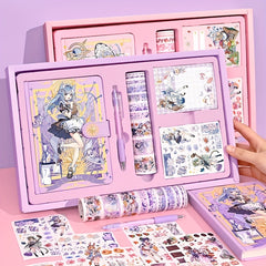 Cute Cartoon Notebook Set for Girls with Stickers & Tapes