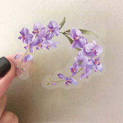 50pcs Transparent Floral Stickers Waterproof PET Vinyl Vibrant Mixed Decals