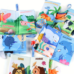 Baby Animal Tail Cloth Book - Forest & Ocean - Educational Puzzle Cloth Book