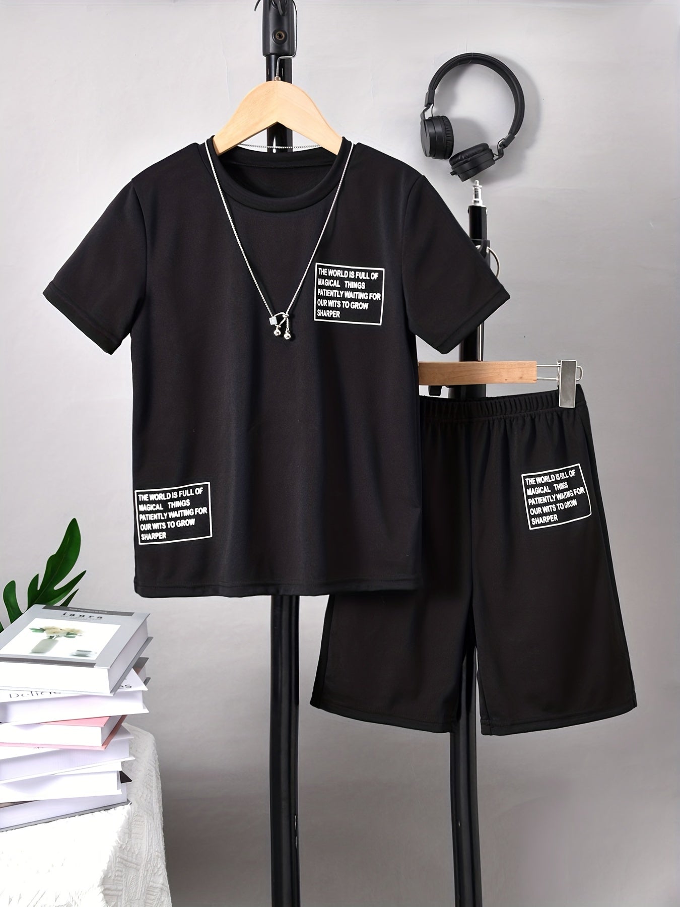 Boys Short Sleeve T Shirt & Shorts Set Casual Street Style 2 Pcs