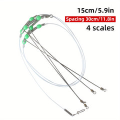 High Strength Fishing Wire Trace Leader with Swivels Snaps and Glow Beads