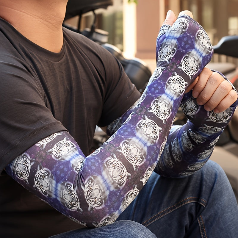 Summer Sunscreen Sleeves Long Tattoo Arm Guard Flower Pattern Sleeves