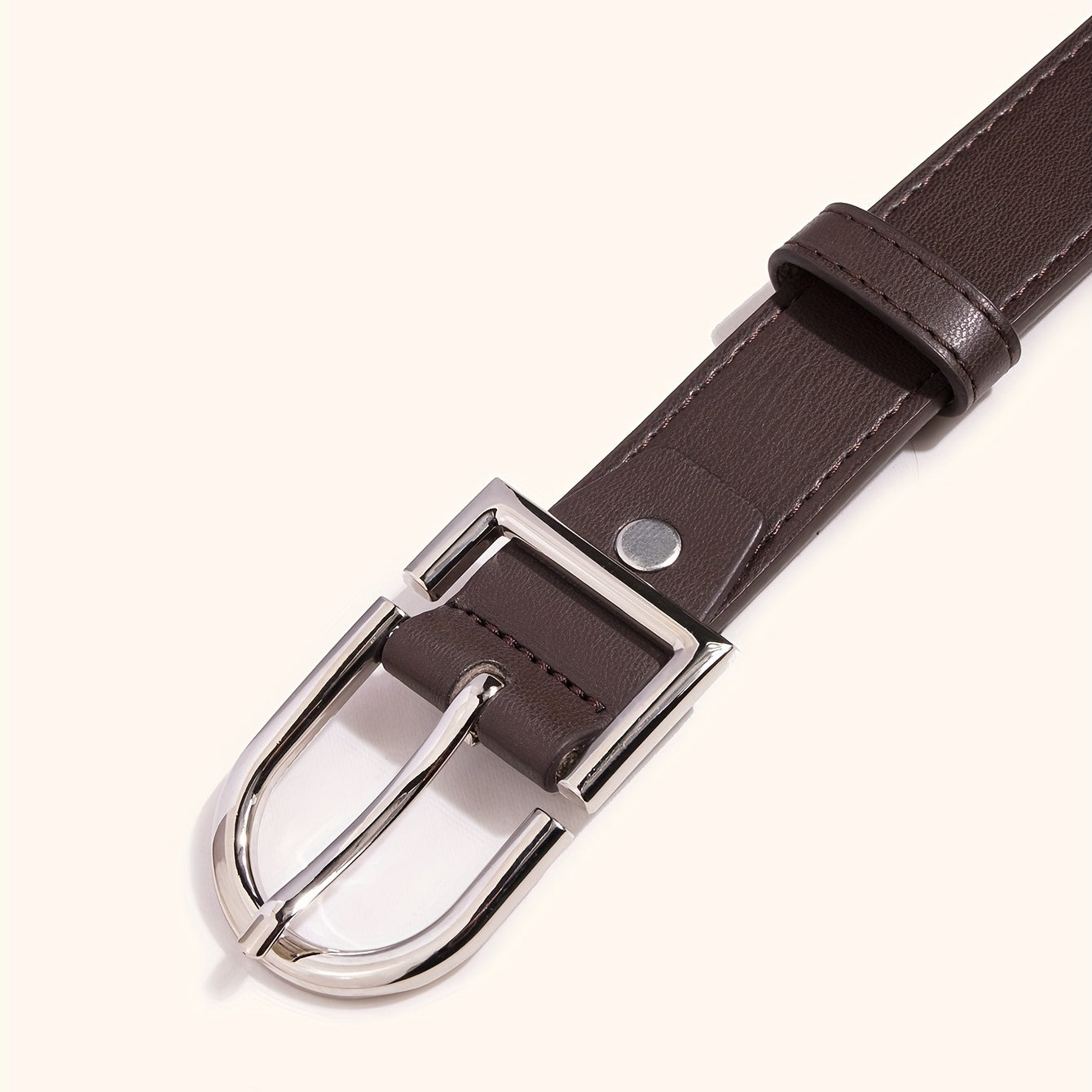 Oval Pin Buckle PU Belt Solid Belt Adjustable Unisex