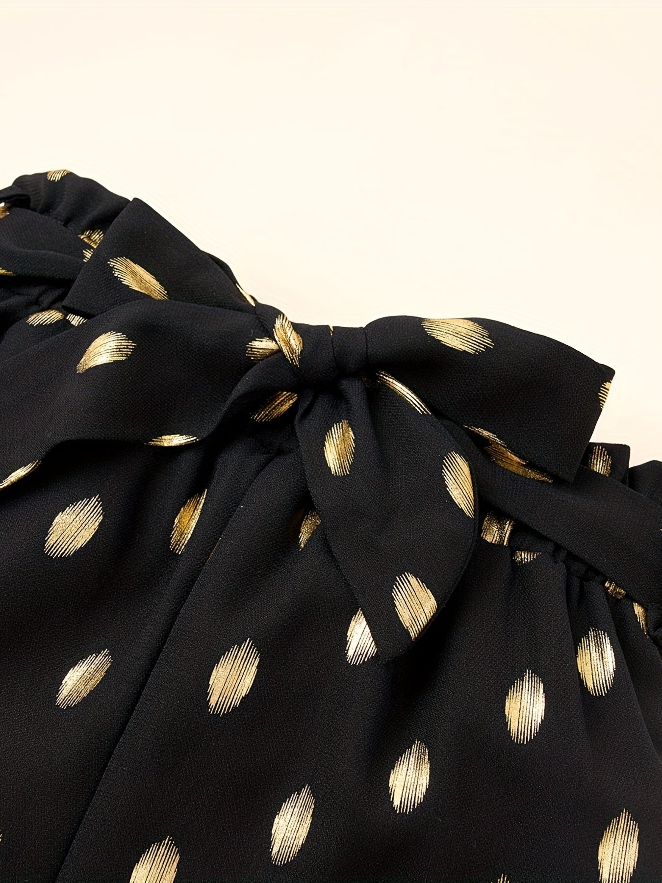 Girls Golden Polka Dots Print Bow Belted Shorts for Summer