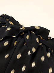 Girls Golden Polka Dots Print Bow Belted Shorts for Summer