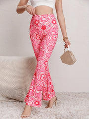 Flower Print Flare Leg Pants High Stretch Yoga Sports Bootcut Leggings