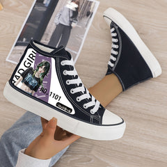 Anime Girl Plush Lined Canvas Sneakers Winter Warm High Top Shoes