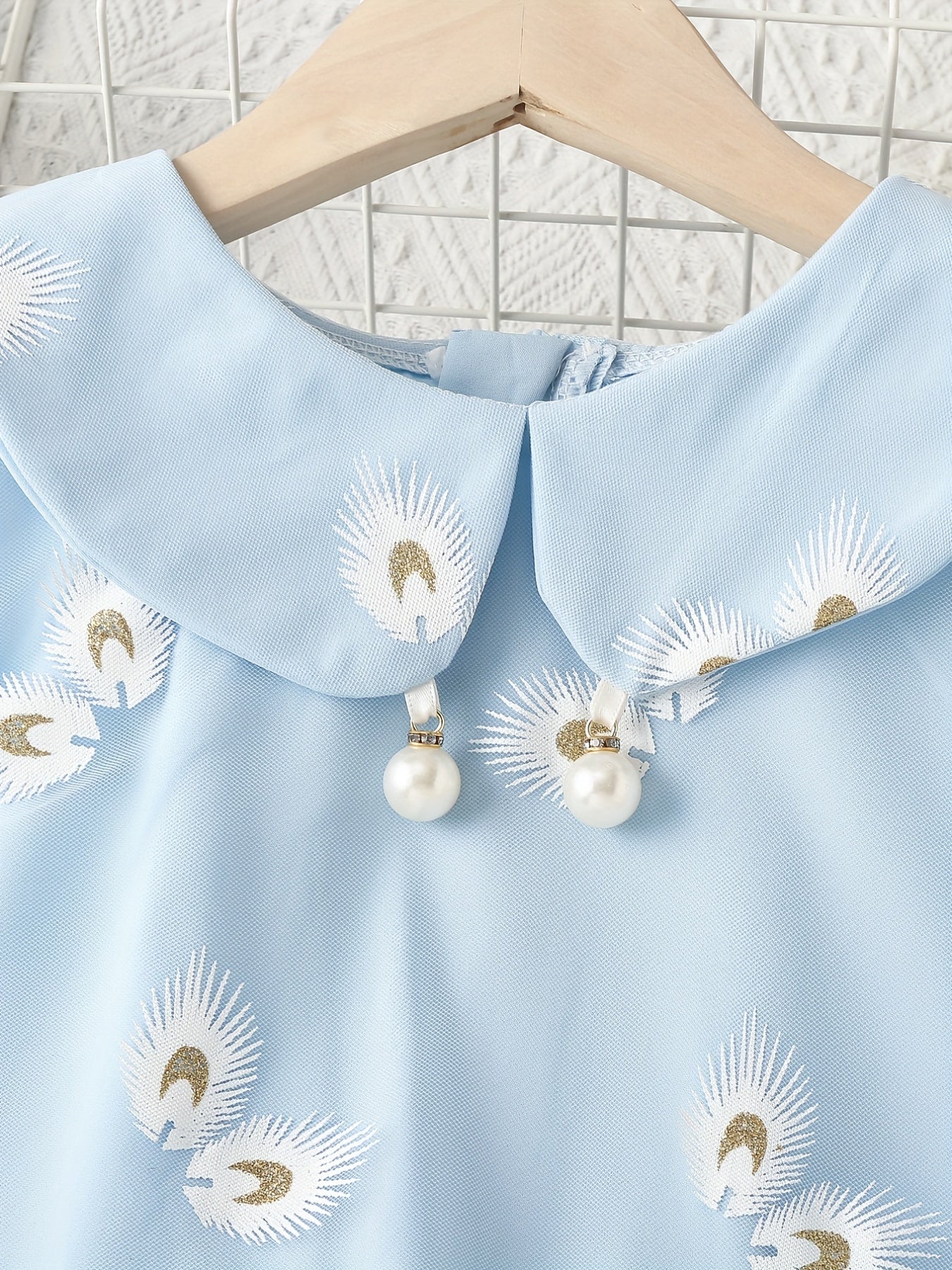 Girls Peacock Feather Print Dress - Sleeveless Summer Dress