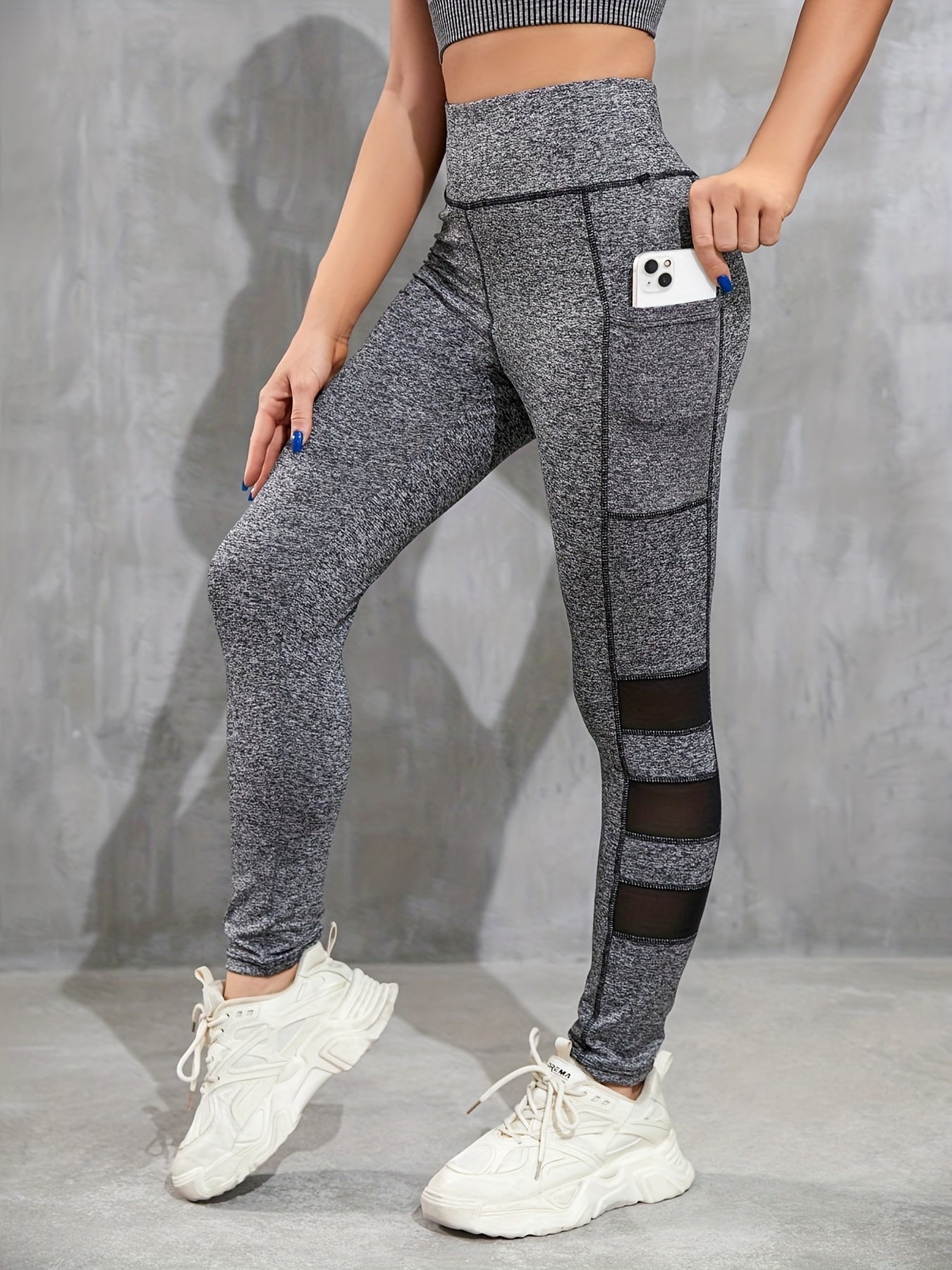 Women's Mesh Stitching Yoga Pants High Waist Butt Lifting Leggings