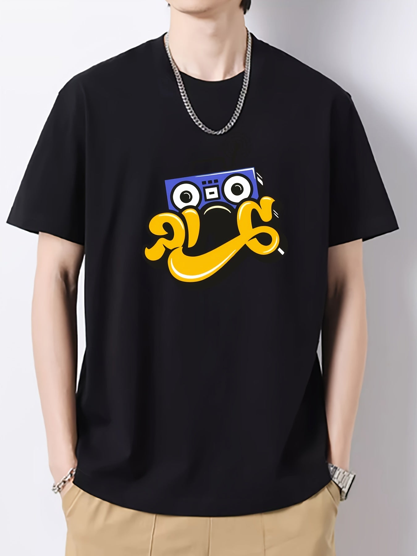 Men's Radio Pattern Crew Neck T-Shirt