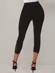 Lace Skinny Capris Leggings for Women