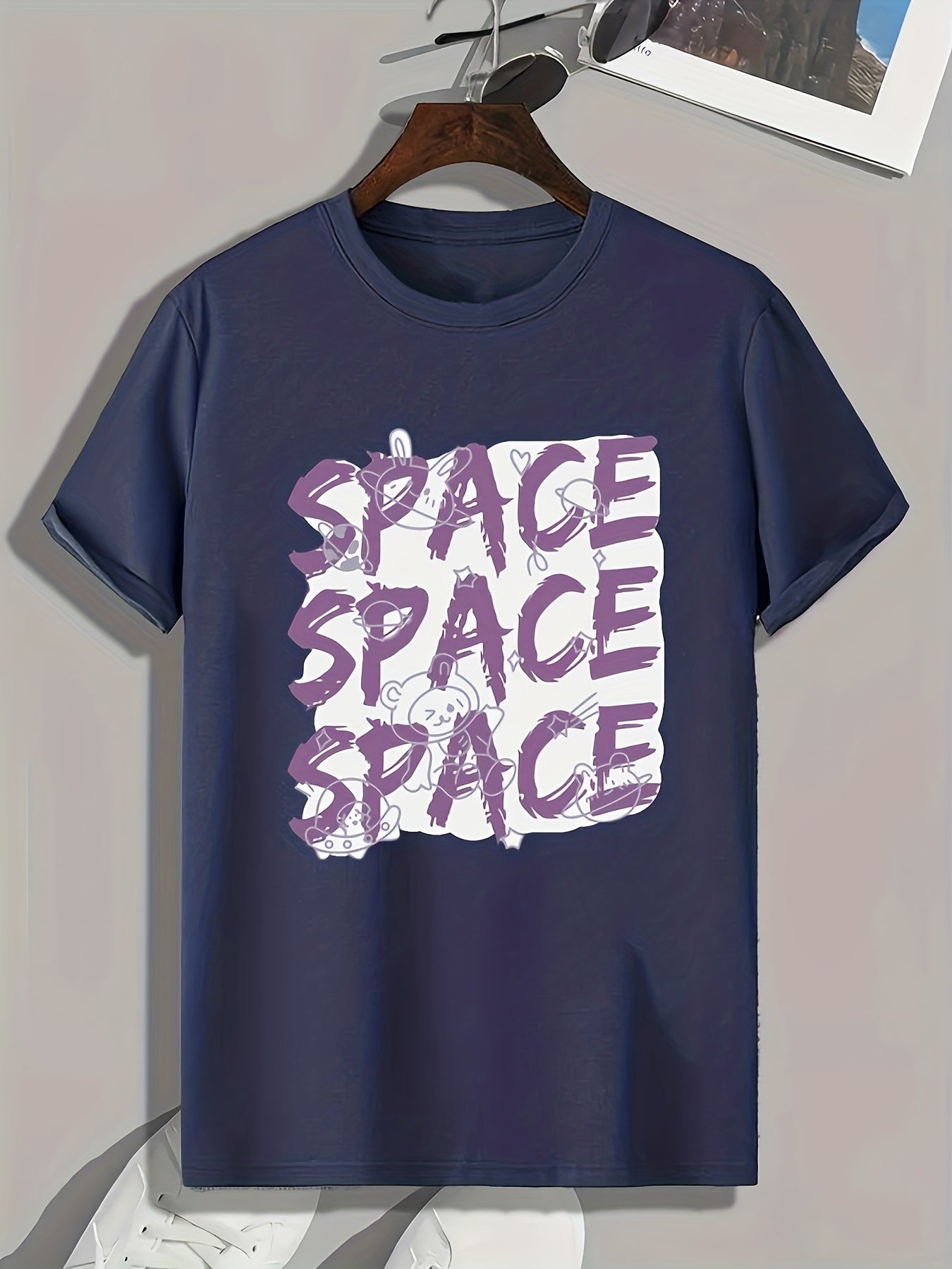SPACE Print Men's Graphic T shirt Casual Comfy Tees For Summer Mens Clothing