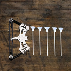Stainless Steel Mini Bow Decompression Toy with 5 Suction Cup Arrows