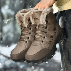 Men's Waterproof Snow Boots, Warm Fleece Lining, Rubber Sole