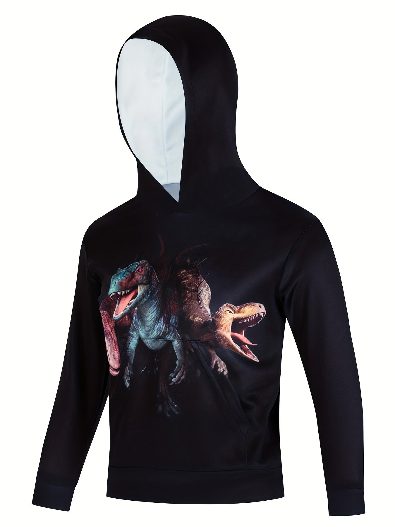 Scary Dinosaur Print Kid's Hoodie Unisex Pullover Causal Hooded Top