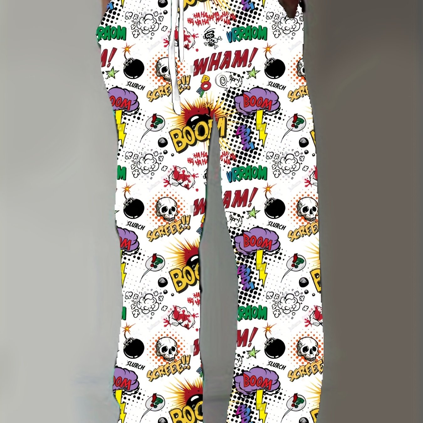 Men's Outdoor Pants with Doodle Graphics & Drawstring