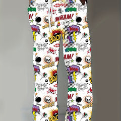 Men's Outdoor Pants with Doodle Graphics & Drawstring