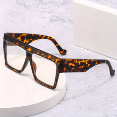 Men's Square Frame Flat Mirror Glasses