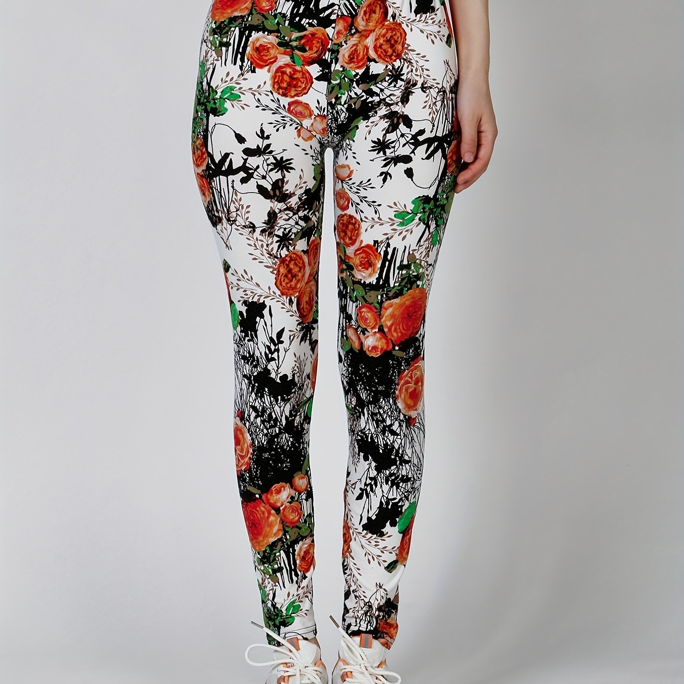 Floral Print Skinny Stretchy Leggings High Waist Yoga Leggings