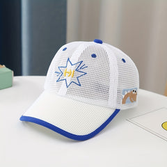 Boys Hi Letter Embroidered Mesh Baseball Cap Adjustable Sun Hat