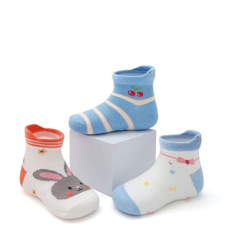 12pairs Kids Anti-skid Socks Cartoon Animal Pattern Toddlers Ankle Socks