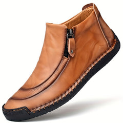 Men's Vintage High Top Boots, Zipper Closure, Casual Outdoor Shoes