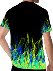 Men's Flame & 23 Print T-shirt Casual Comfy Slightly Stretch Tee